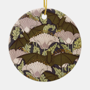 Décoration En Céramique Motif floral Art nouveau vintage avec chauve-souri