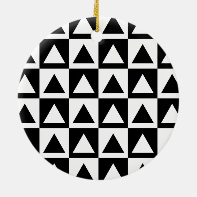Décoration En Céramique Motif géométrique triangle noir et blanc (Dos)