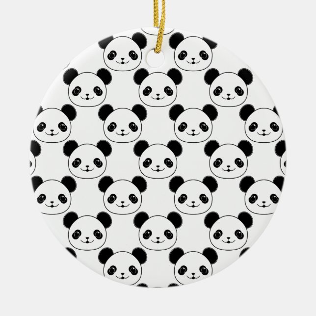 Décoration En Céramique Motif Kawaii Panda En Noir Et Blanc (Devant)