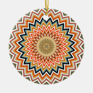 Décoration En Céramique Motif Mandala Zigzag
