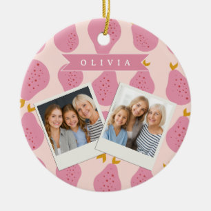 Décoration En Céramique Motif personnalisé de poire rose, fruit mignon pou