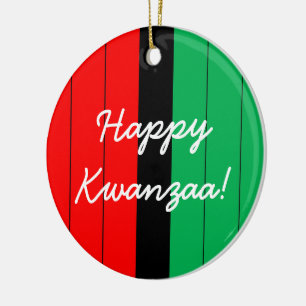 Décoration En Céramique Motif rayé vert noir rouge heureux de Kwanzaa