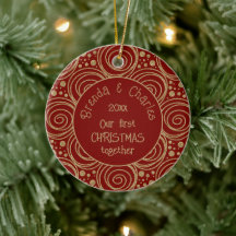 Motif rouge personnalisé Noël Tourbillons dorés -
