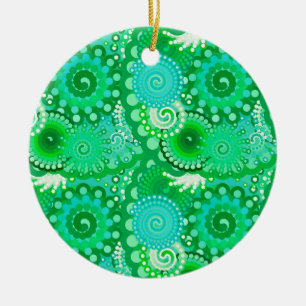 Décoration En Céramique Motif tourbillon fractal, jade, turquoise, aqua