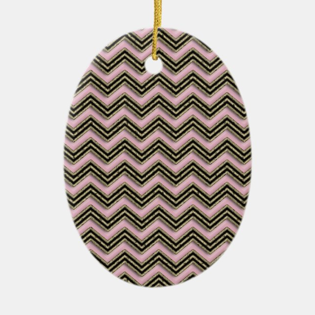 Décoration En Céramique Motif Zigzag noir et rose (Devant)