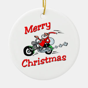 Décoration En Céramique Moto Père Noël