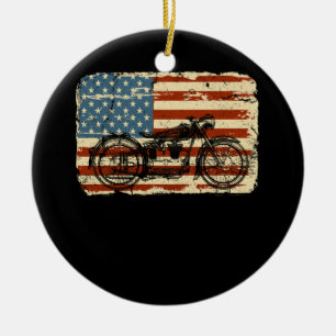 Décoration En Céramique Moto USA Drapeau patriotique vintage juillet 4