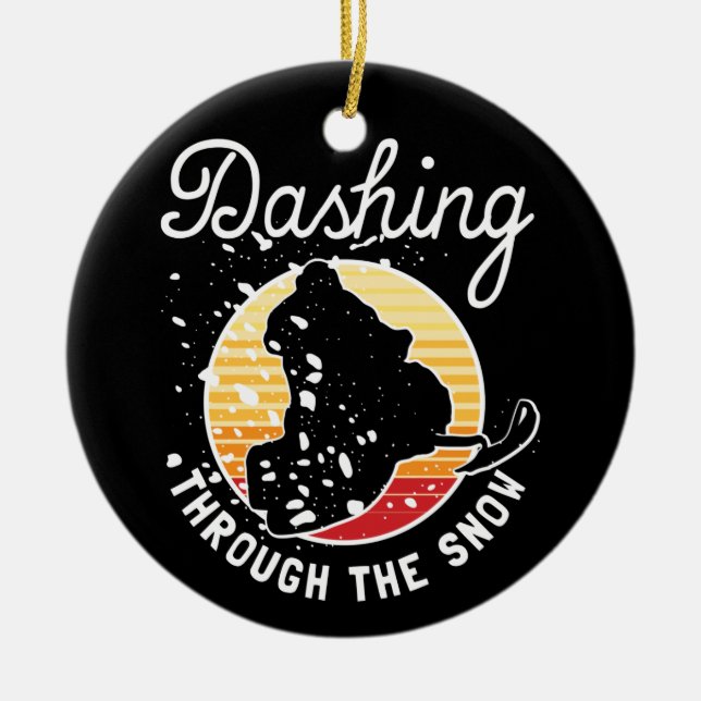 Décoration En Céramique Motoneige - Dashing À Travers La Neige (Devant)