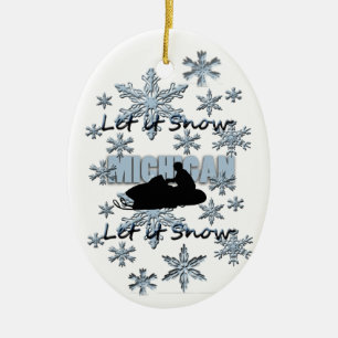 Décoration En Céramique Motoneige Laisser neiger l'ornement de Noël Michig
