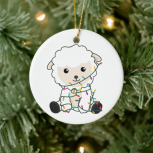 Décoration En Céramique Moutons Noël Neige Animaux d'hiver Moutons