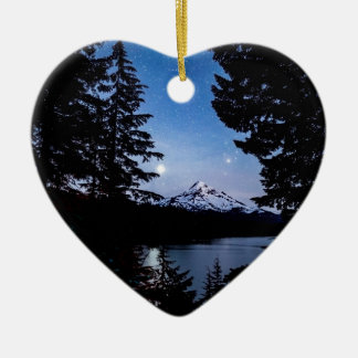 Décoration En Céramique Mt Hood à Lost Lake Heart Orament