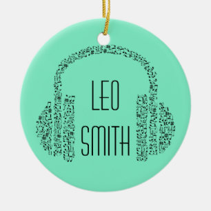 Décoration En Céramique Music theme notes headphones personalised name
