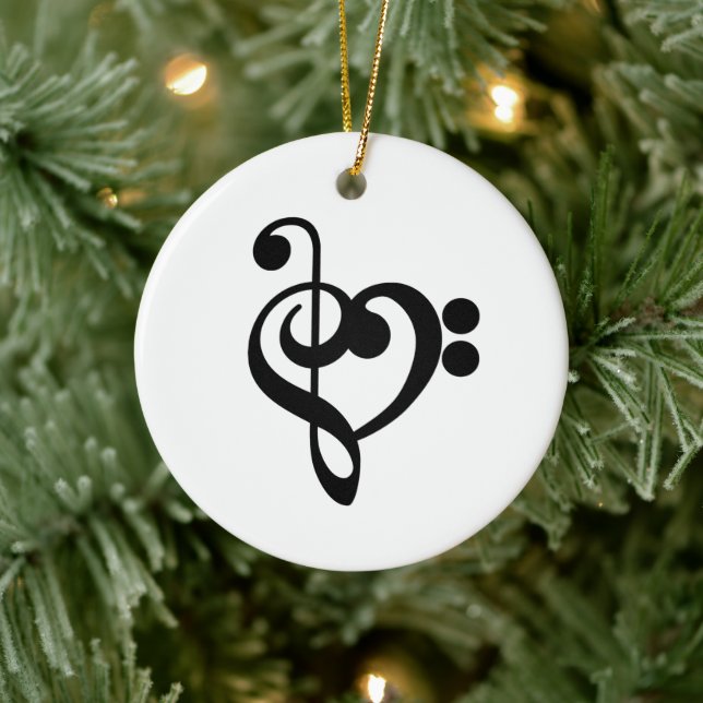 Décoration En Céramique Musicien Coeur de musique - Treble Bass Clef (Arbre)