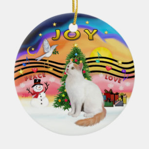 Décoration En Céramique Musique de Noël2 - Chat Van Turc