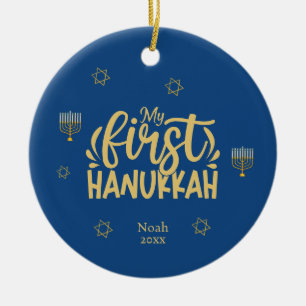 Décoration En Céramique My First Hanukkah Blue, Star, Menorah