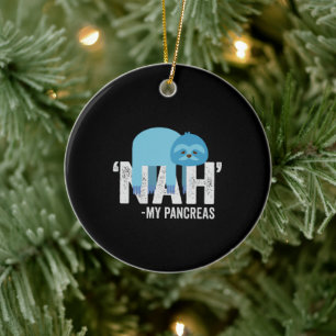 Décoration En Céramique Nah my Pancreas Funny Diabetes Blue Ribbon Sloth
