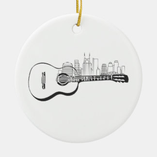 Décoration En Céramique Nashville Tennessee Guitar Skyline Design