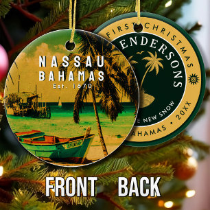 Décoration En Céramique Nassau Palm Tree Bahamas Souvenirs Vintages 80s