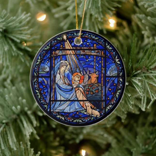 Décoration En Céramique Nativité avec Noël + Date (Arbre)
