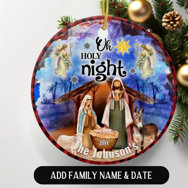 Décoration En Céramique Nativité de Noël Famille personnalisée (Créateur téléchargé)