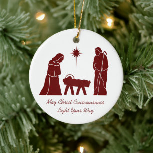 Décoration En Céramique Nativité de Noël Inspirationnel Dire Rouge foncé