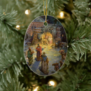 Décoration En Céramique Nativité de Noël Vintage avec Magi Visite