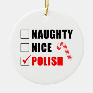 Décoration En Céramique Naughty Nice Polish Candy Cane Ceramic Ornament