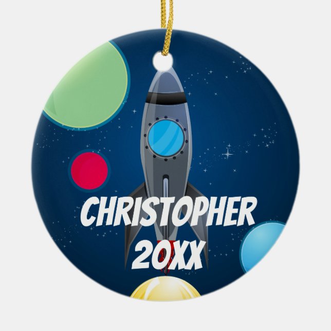 Décoration En Céramique Navire à fusée spatiale (Devant)