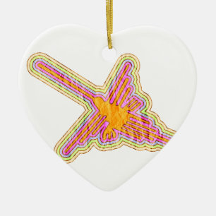 Décoration En Céramique Nazca Lignes Colibri Avec Effet Papier Rincé