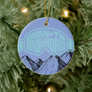 Décoration En Céramique Né à Snowboard Noël personnalisé