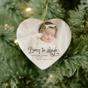 Décoration En Céramique Né pour dévaler bébé photo naissance stats Noël
