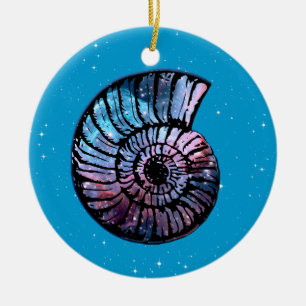 Décoration En Céramique Nebula avec étoiles dans un coquillage de Nautilus