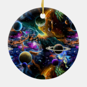 Décoration En Céramique Nebula spatiale et planètes