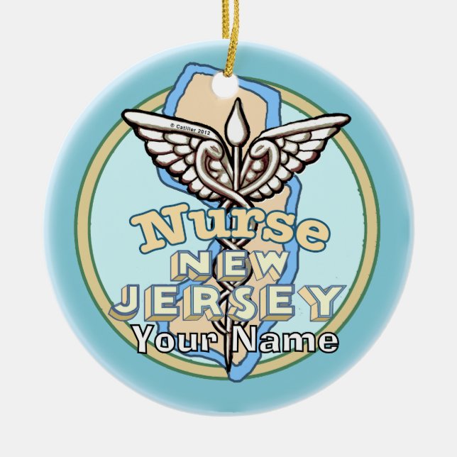 Décoration En Céramique New Jersey Nurse Caduceus  (Devant)
