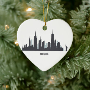 Décoration En Céramique New York Skyline Silhouette Noir Élégant Américain