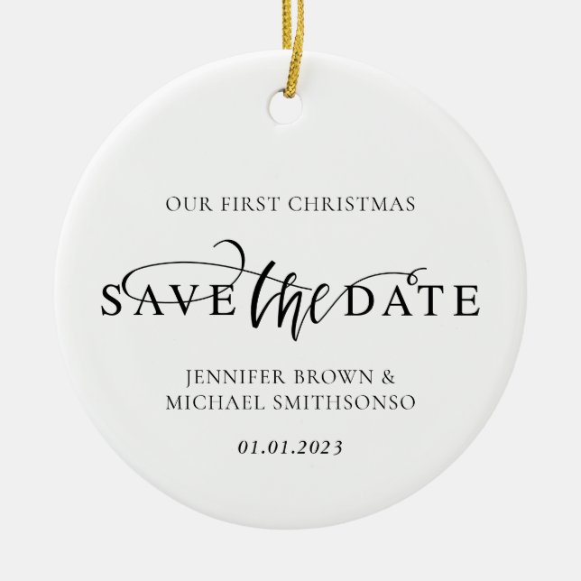 Décoration En Céramique Newly Weds Photo First Christmas Save the Date (Devant)