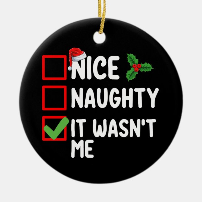 Décoration En Céramique Nice Naughty C'était pas moi Liste de Noël Famille (Devant)