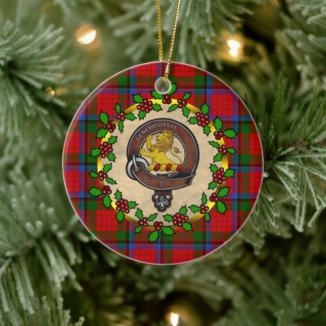 Décoration En Céramique Nicolson Badge & Tartan Noël personnalisé (Arbre)