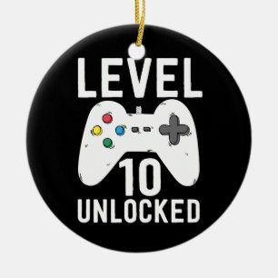 Décoration En Céramique Niveau 10 Déverrouillé Funny Video Gamer 10e anniv