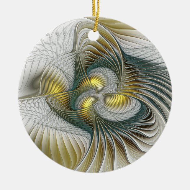 Décoration En Céramique Nobly Golden Turquoise Imaginaire Fractal Art (Devant)