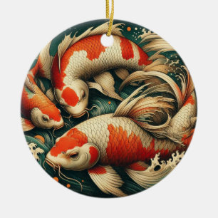 Décoration En Céramique Noël à Koi Fish