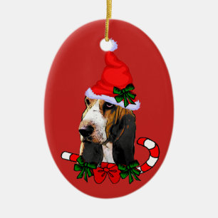 Décoration En Céramique Noël à la jolie Basset Hound