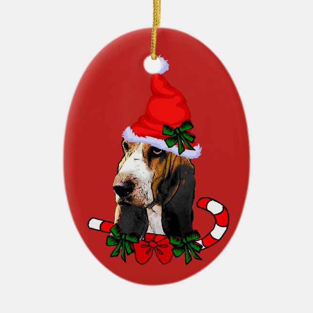 Décoration En Céramique Noël à la jolie Basset Hound (Devant)