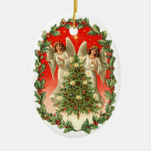 Décoration En Céramique Noël à l'ancienne, Anges