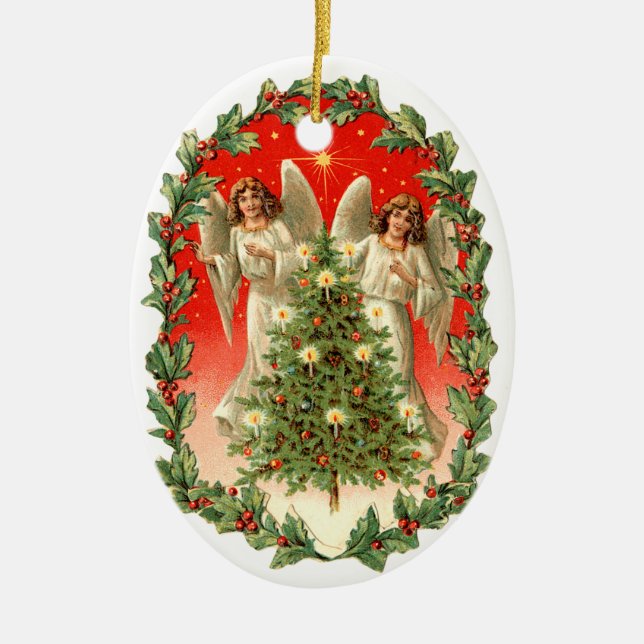 Décoration En Céramique Noël à l'ancienne, Anges (Devant)