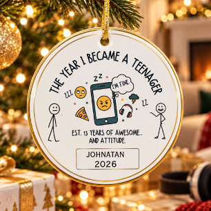 Décoration En Céramique Noël Adolescent Drôle Nom Personnalisé Année