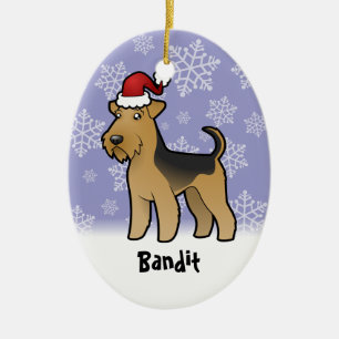 Décoration En Céramique Noël Airedale Terrier/gallois Terrier