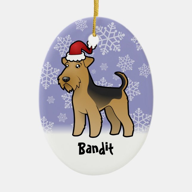 Décoration En Céramique Noël Airedale Terrier/gallois Terrier (Devant)
