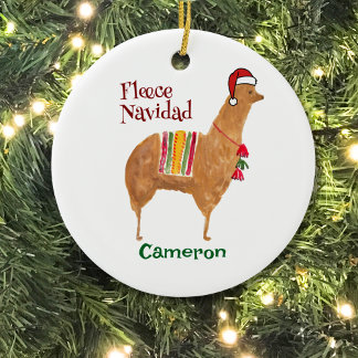 Décoration En Céramique Noël Alpaca Fleece Navidad Cute Keepsaké
