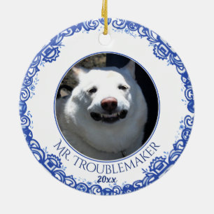 Décoration En Céramique Noël Animaux de compagnie Photo Chat Chien Date Wi